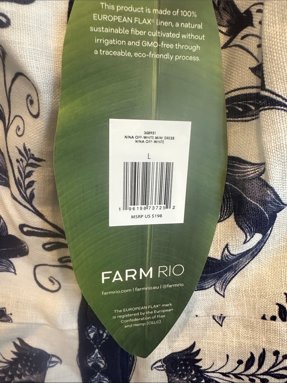 FARM Rio Navy and White Floral-Whale Mini Dress - Picture 3 of 4